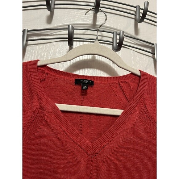 Talbots Women’s Sweater Pink Fuschia V-Neck Size Medium Petite PM Stretch Top - Picture 3 of 16